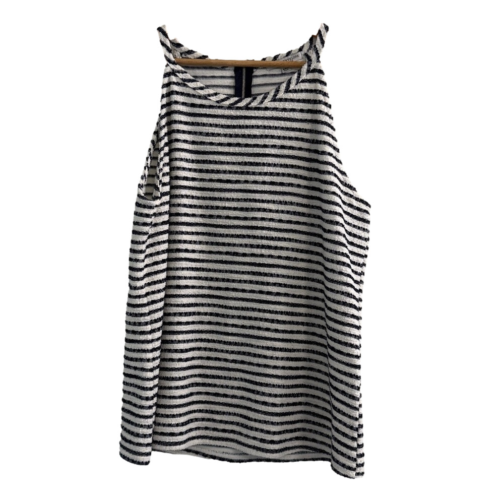 Green Envelope Navy and White Striped Top